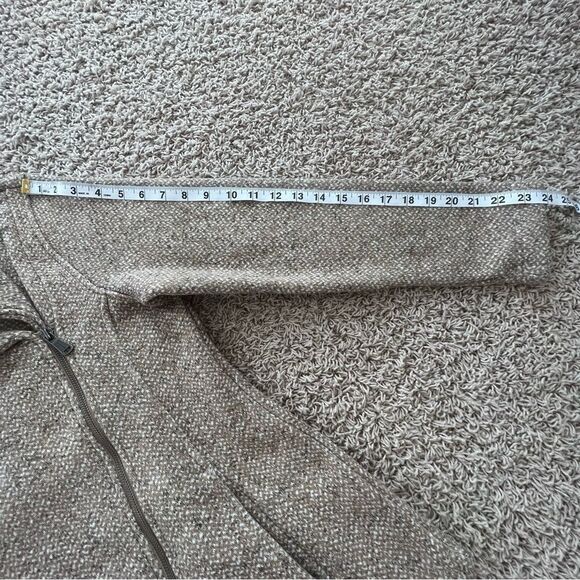 Lands End Motto Knit Fleece Oatmeal Tweed Asymmetrical Zip Jacket Blazer Coat - Picture 16 of 16